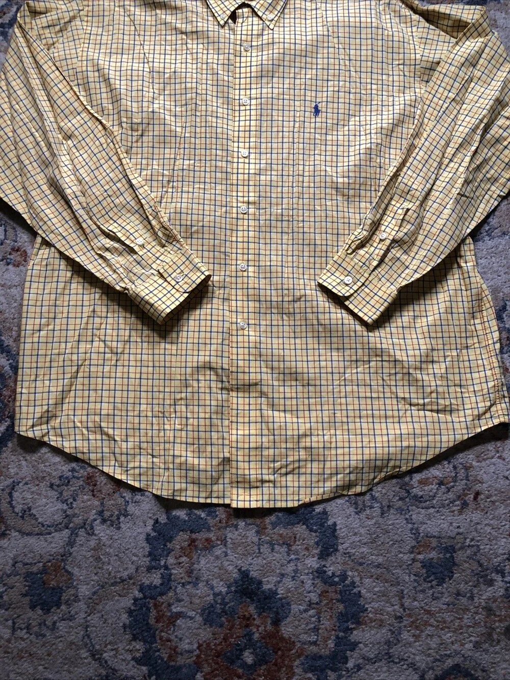 Polo Ralph Lauren Shirt Men's XL Yellow Plaid Short Sleeve Blake Fit